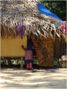 peeking out from behind the curtain