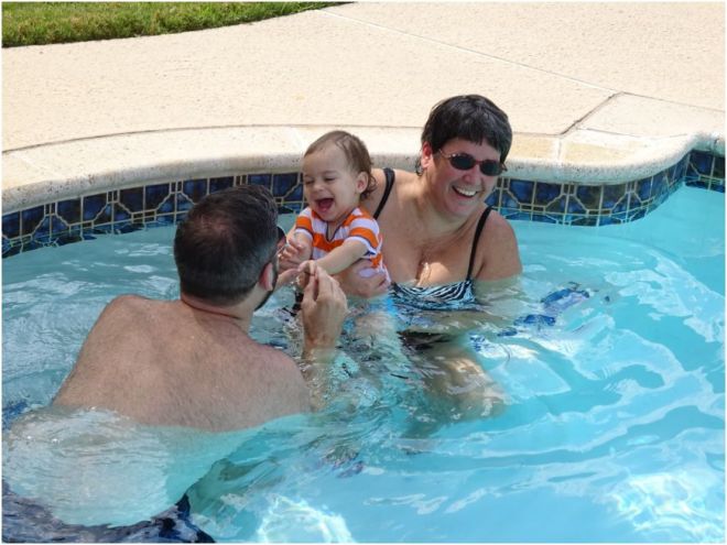Trent and Eli in the pool