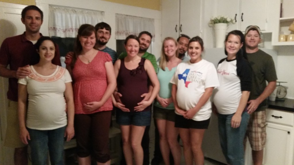 The whole crew!  One couple already had their baby.  :)
