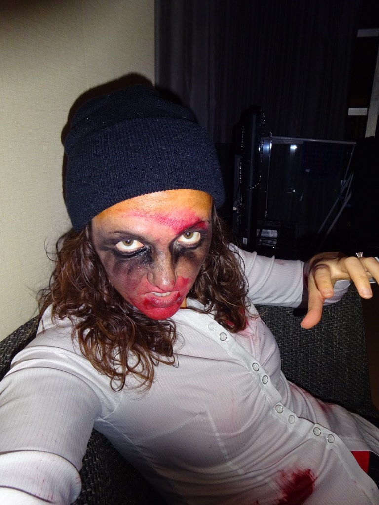 Me being creepy and passing the time while Trent did Matt's make-up.