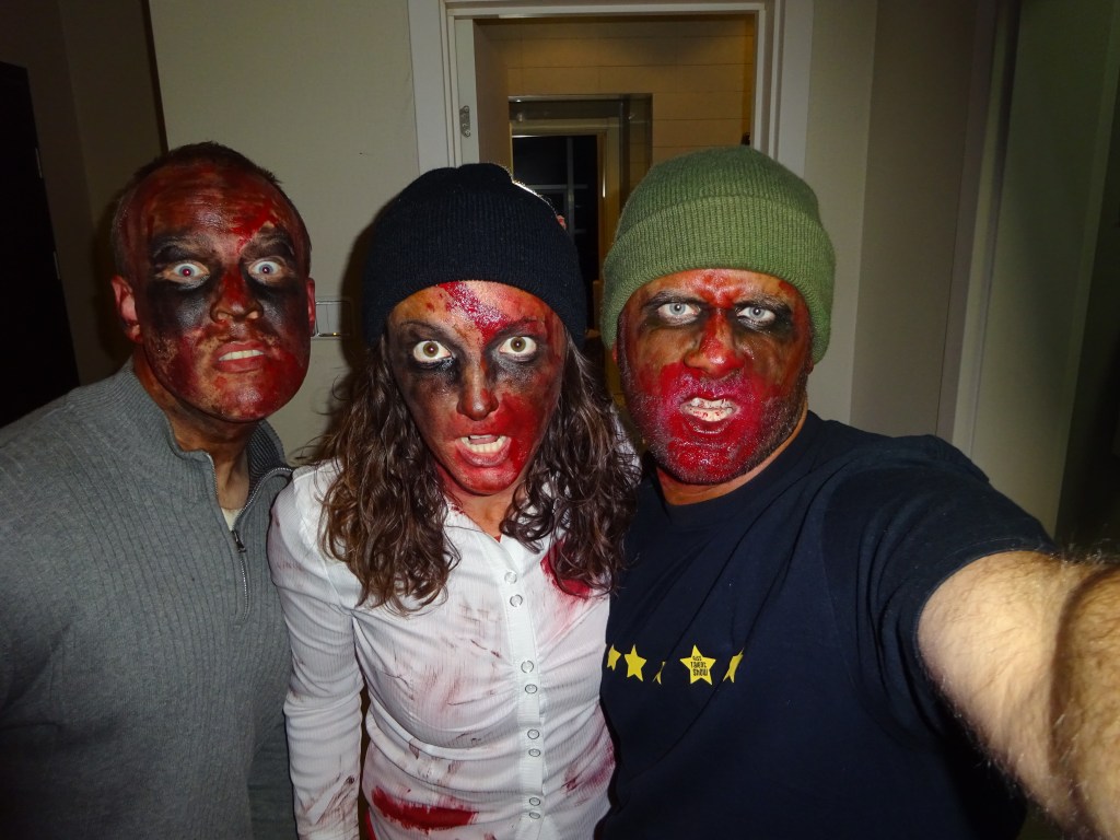 The three of us all set and ready to be ZOMBIES...